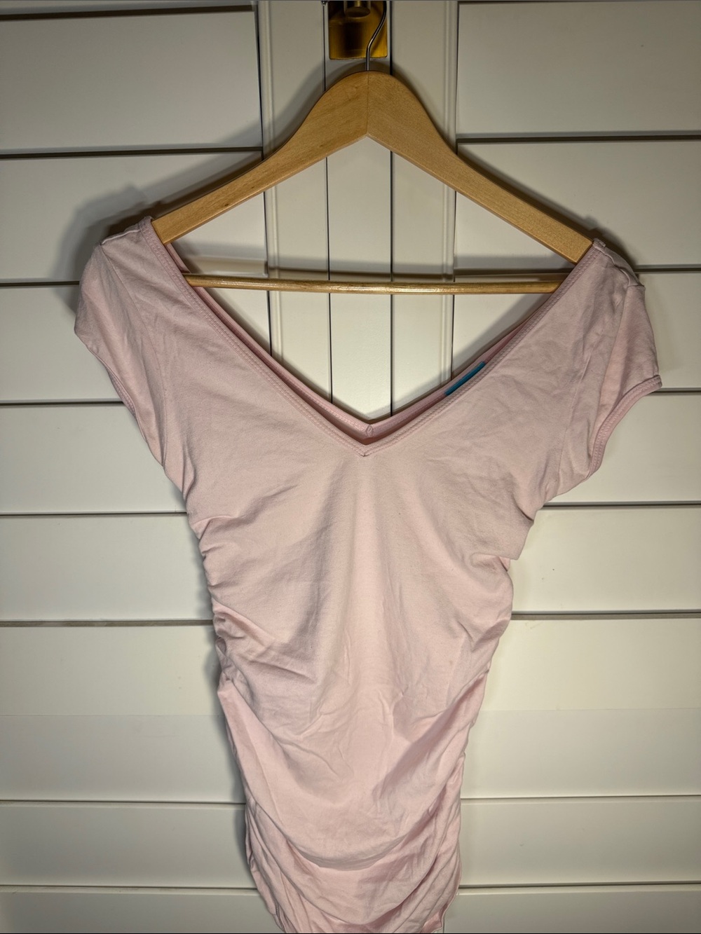 C&C California Pale Pink Scoop Neck Bodysuit V-neck front and back.